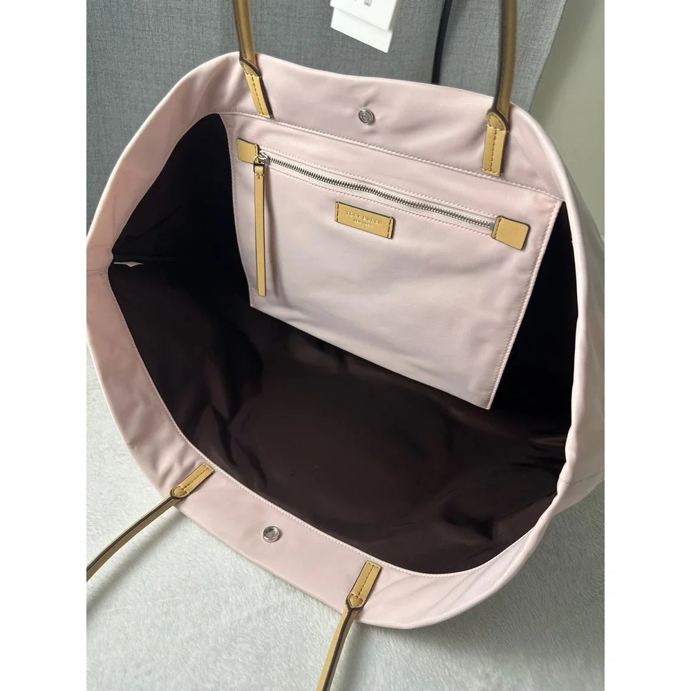 Tory Burch Ella Twist Tote Womens OS Rose Mist Pink New Large Nylon Bag 151463